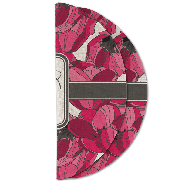 Tulips Round Linen Placemats - HALF FOLDED (double sided)