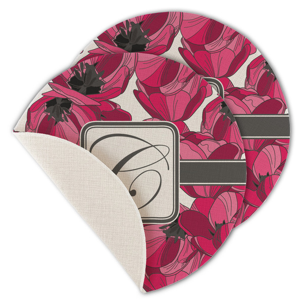 Tulips Round Linen Placemats - MAIN (Single Sided)