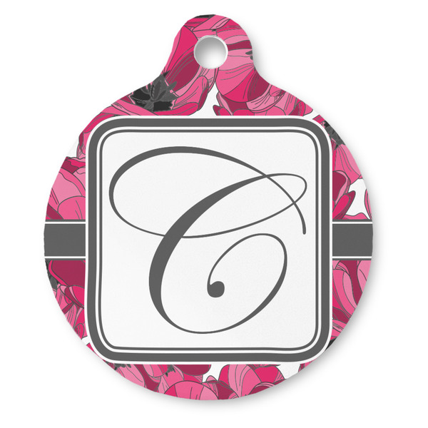 Custom Tulips Round Pet ID Tag (Personalized)