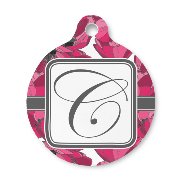 Custom Tulips Round Pet ID Tag - Small (Personalized)