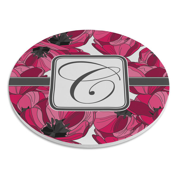 Tulips Round Stone Trivet - Angle View