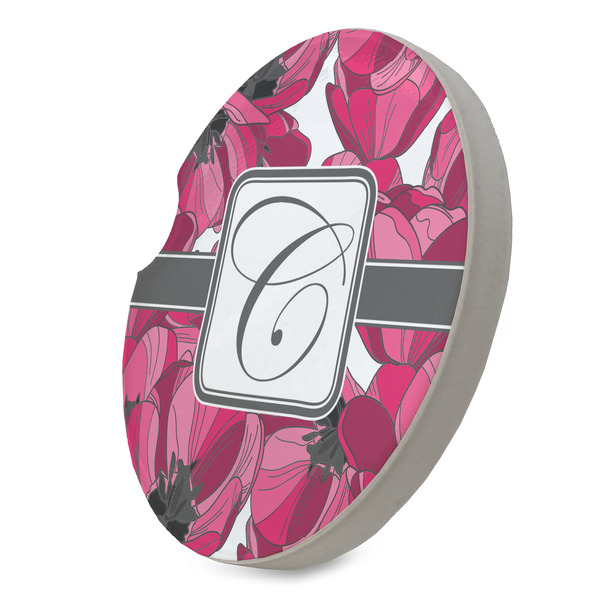 Tulips Sandstone Car Coaster - STANDING ANGLE