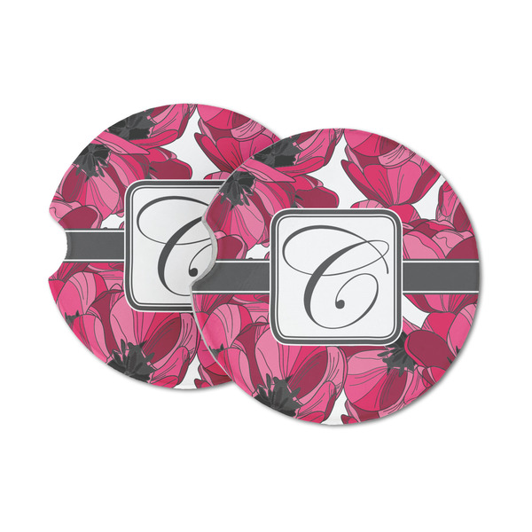 Custom Tulips Sandstone Car Coasters - Set of 2 (Personalized)