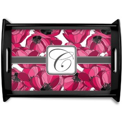 Tulips Black Wooden Tray - Small (Personalized)