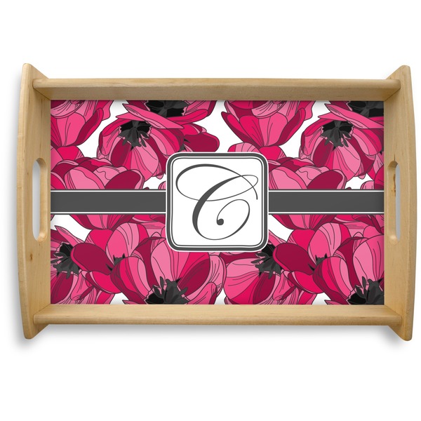 Custom Tulips Natural Wooden Tray - Small (Personalized)