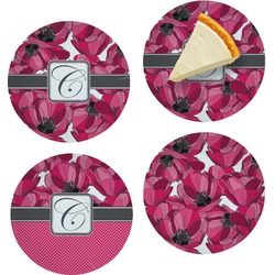 Tulips Set of 4 Glass Appetizer / Dessert Plate 8" (Personalized)