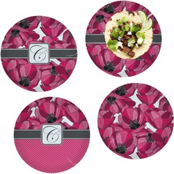 Tulips Set of 4 Glass Lunch / Dinner Plate 10" (Personalized)