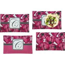Tulips Set of 4 Glass Rectangular Lunch / Dinner Plate (Personalized)