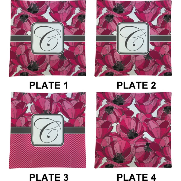 Tulips Set of Square Dinner Plates (Approval)