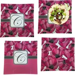 Tulips Set of 4 Glass Square Lunch / Dinner Plate 9.5" (Personalized)