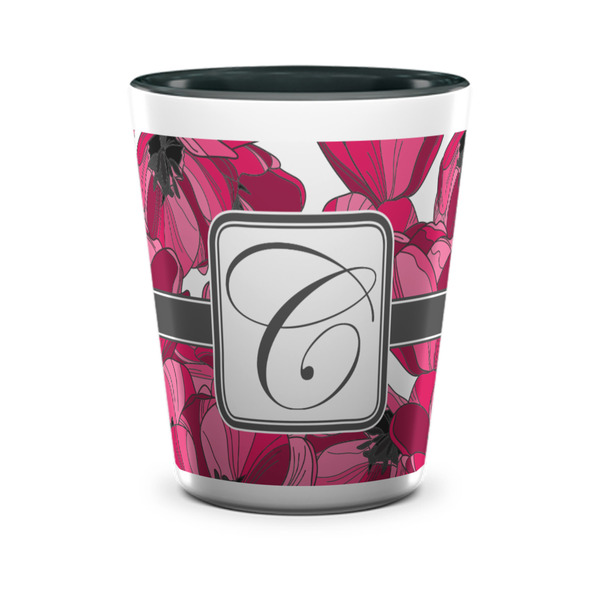 Custom Tulips Ceramic Shot Glass - 1.5 oz - Two Tone - Single (Personalized)