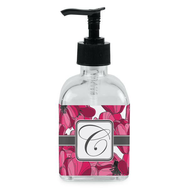 Custom Tulips Glass Soap & Lotion Bottle - Single Bottle (Personalized)