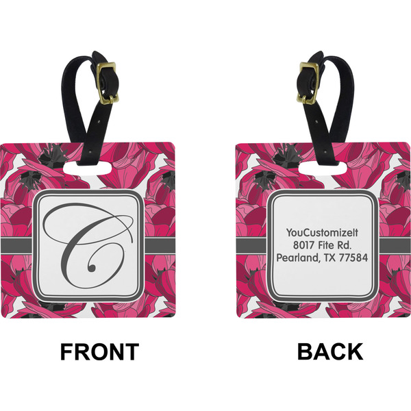 Tulips Square Luggage Tag (Front + Back)