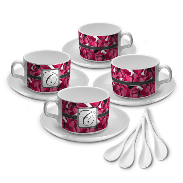 Custom Tulips Tea Cup - Set of 4 (Personalized)