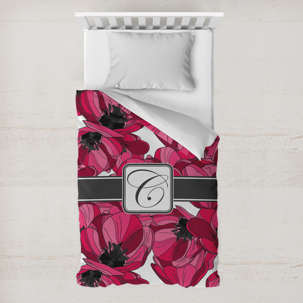 Custom Tulips Toddler Duvet Cover w/ Initial