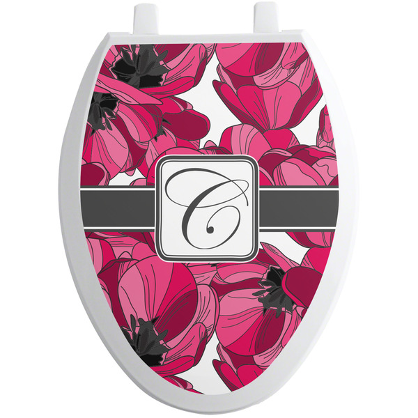 Custom Tulips Toilet Seat Decal - Elongated (Personalized)