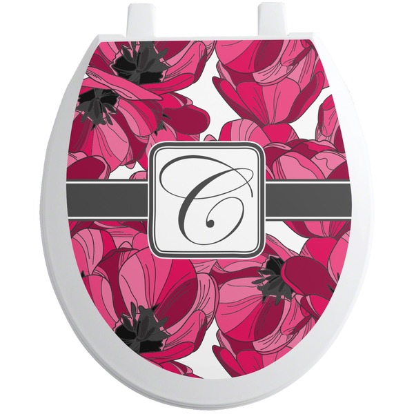 Custom Tulips Toilet Seat Decal - Round (Personalized)