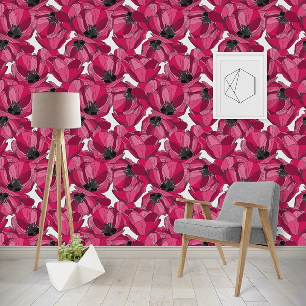 Custom Tulips Wallpaper & Surface Covering (Water Activated - Removable)