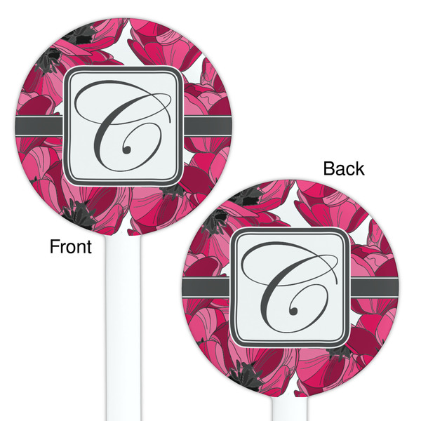 Tulips White Plastic 5.5" Stir Stick - Double Sided - Round - Front & Back