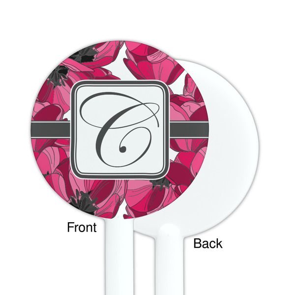 Tulips White Plastic 5.5" Stir Stick - Single Sided - Round - Front & Back