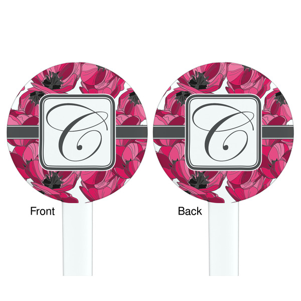 Tulips White Plastic 7" Stir Stick - Double Sided - Round - Front & Back