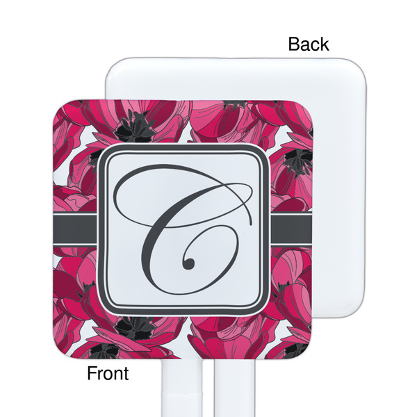 Tulips White Plastic Stir Stick - Single Sided - Square - Approval