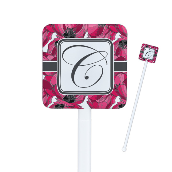 Custom Tulips Square Plastic Stir Sticks - Single Sided (Personalized)