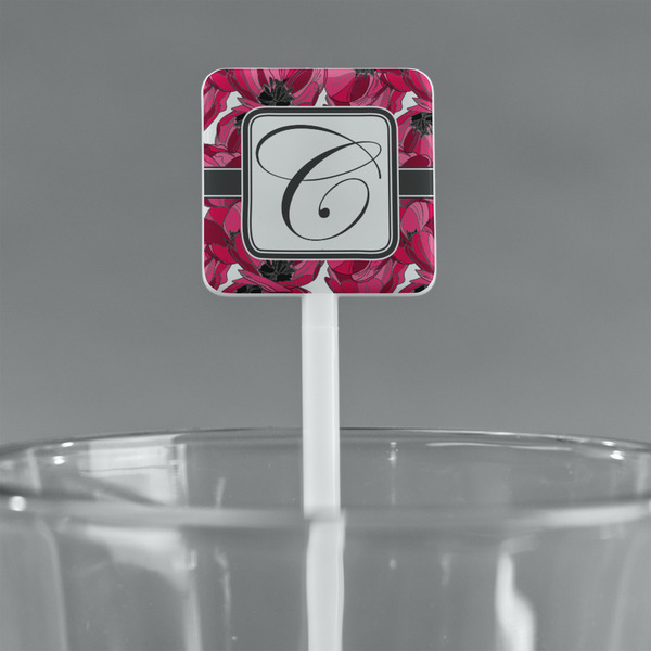 Tulips White Plastic Stir Stick - Square - Main