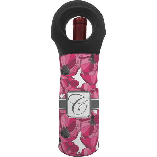 Custom Tulips Wine Tote Bag (Personalized)