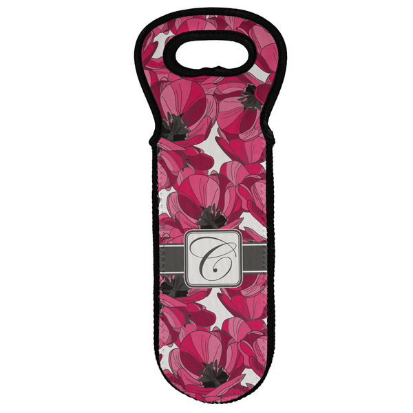 Custom Tulips Wine Tote Bag (Personalized)