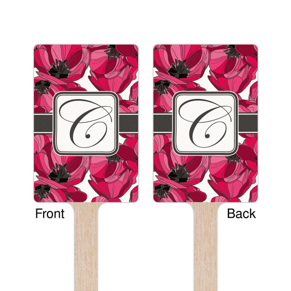 Tulips Wooden 6.25" Stir Stick - Rectangular - Double Sided - Front & Back