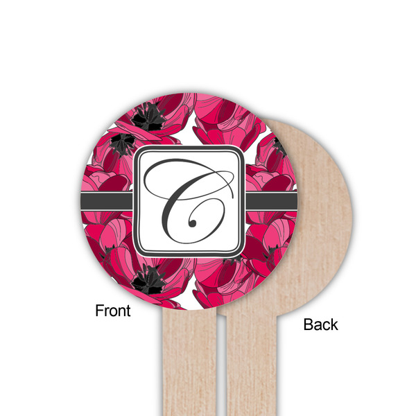 Tulips Wooden 6" Food Pick - Round - Single Sided - Front & Back
