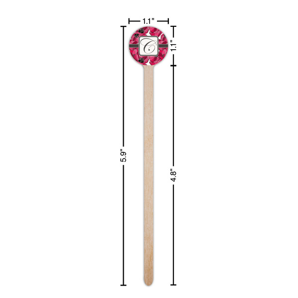 Tulips Wooden 6" Stir Stick - Round - Dimensions