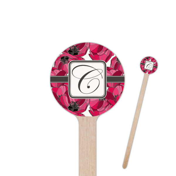Custom Tulips 7.5" Round Wooden Stir Sticks - Single Sided (Personalized)