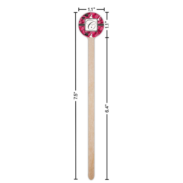 Tulips Wooden 7.5" Stir Stick - Round - Dimensions