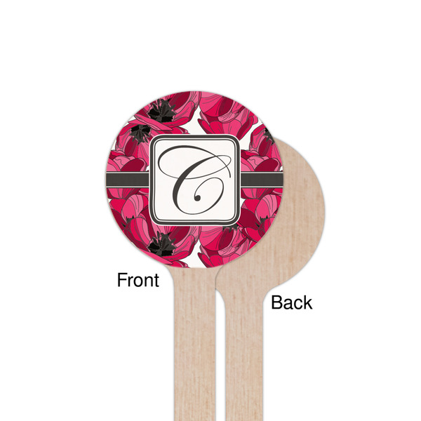 Tulips Wooden 7.5" Stir Stick - Round - Single Sided - Front & Back