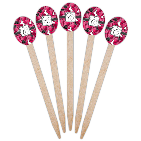 Tulips Wooden Food Pick - Oval - Fan View