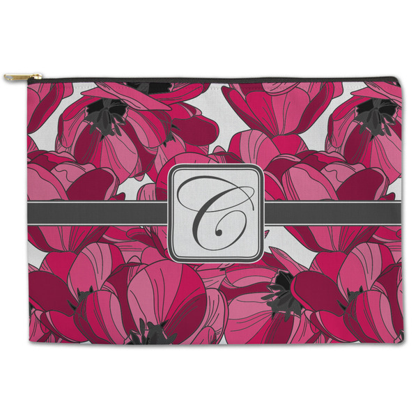 Custom Tulips Zipper Pouch - Large - 12.5"x8.5" (Personalized)