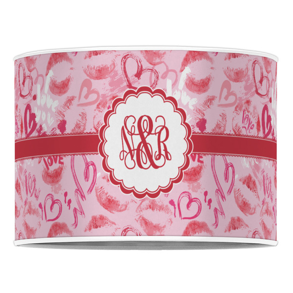 Lips n Hearts 16" Drum Lampshade - FRONT (Poly Film)