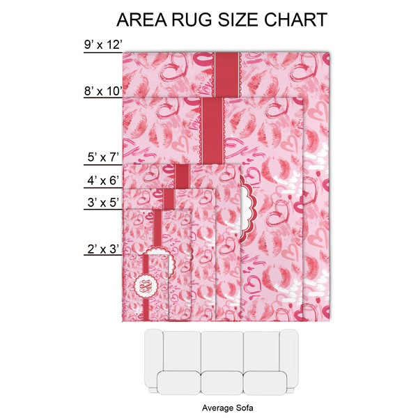 Lips n Hearts 2'x3' Indoor Area Rugs - Size Chart