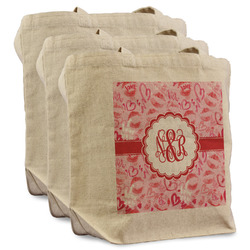 Lips n Hearts Reusable Cotton Grocery Bags - Set of 3 (Personalized)