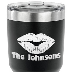 Lips n Hearts 30 oz Stainless Steel Tumbler - Black - Single Sided (Personalized)