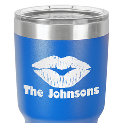Lips n Hearts 30 oz Stainless Steel Tumbler - Royal Blue - Double-Sided (Personalized)