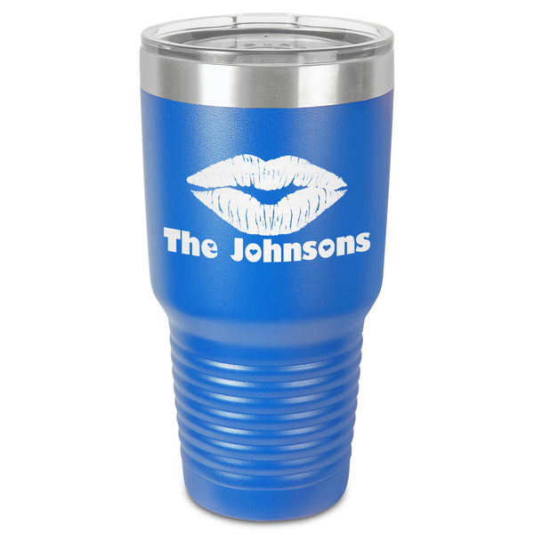 Custom Lips n Hearts 30 oz Stainless Steel Tumbler - Royal Blue - Single-Sided (Personalized)