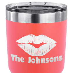Lips n Hearts 30 oz Stainless Steel Tumbler - Coral - Double Sided (Personalized)