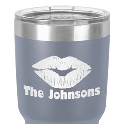 Lips n Hearts 30 oz Stainless Steel Tumbler - Grey - Single-Sided (Personalized)