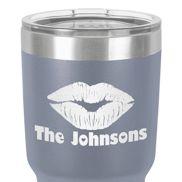 Lips n Hearts 30 oz Stainless Steel Ringneck Tumbler - Grey - Close Up