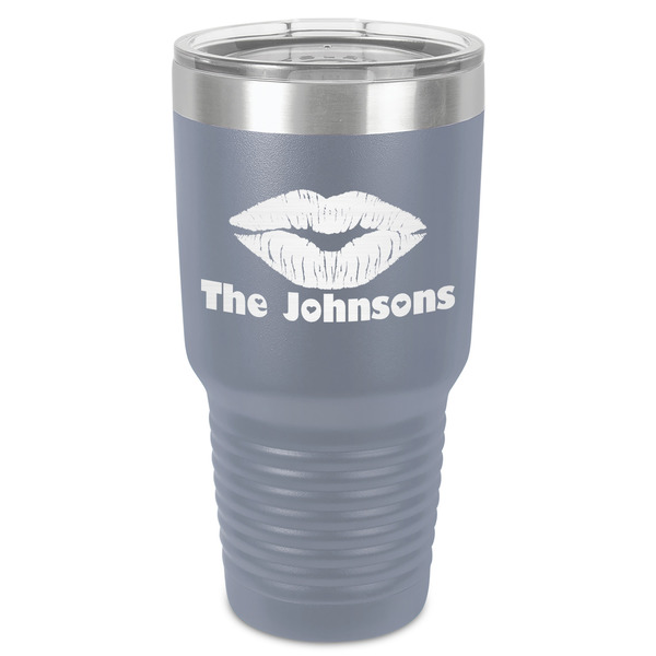 Custom Lips n Hearts 30 oz Stainless Steel Tumbler - Grey - Single-Sided (Personalized)