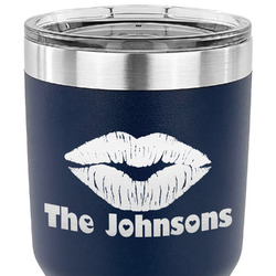 Lips n Hearts 30 oz Stainless Steel Tumbler - Navy - Double Sided (Personalized)