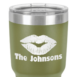 Lips n Hearts 30 oz Stainless Steel Tumbler - Olive - Double-Sided (Personalized)